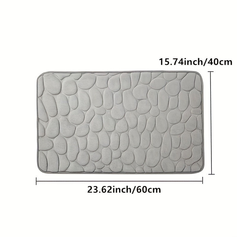 Memory Foam Bath Mat Cobblestone Water Absorbent Non Slip