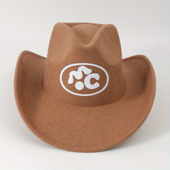 Western Cowboy Cowgirl Hat Front Clip Wide Brim Felt Polyester Hat Men Women