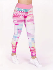  Colorblock Geometric Print High Rise Fitness Leggings