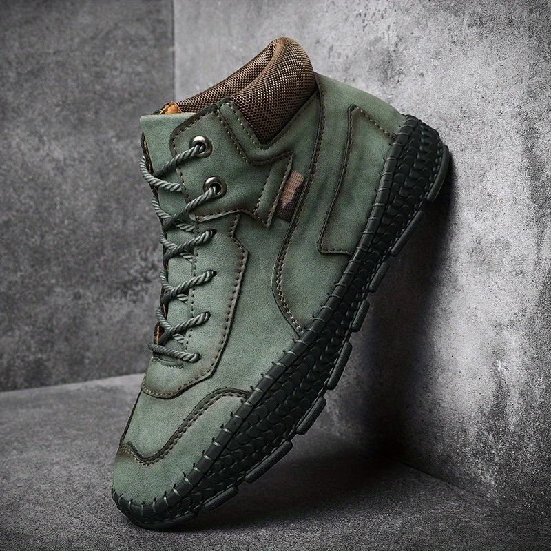 Men's Casual Stitch Solid Low Top Lace up Boots
