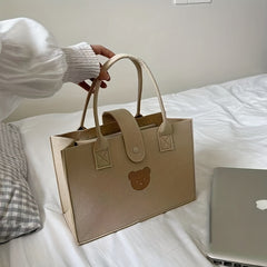 Large Capacity Felt Tote Bag Lightweight All Match Satchel Bag