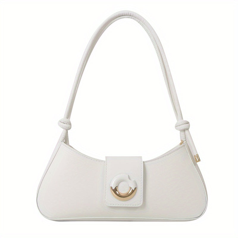 Vintage Underarm Bag PU Shoulder Bag Women's Casual Crescent Hobo Handbag