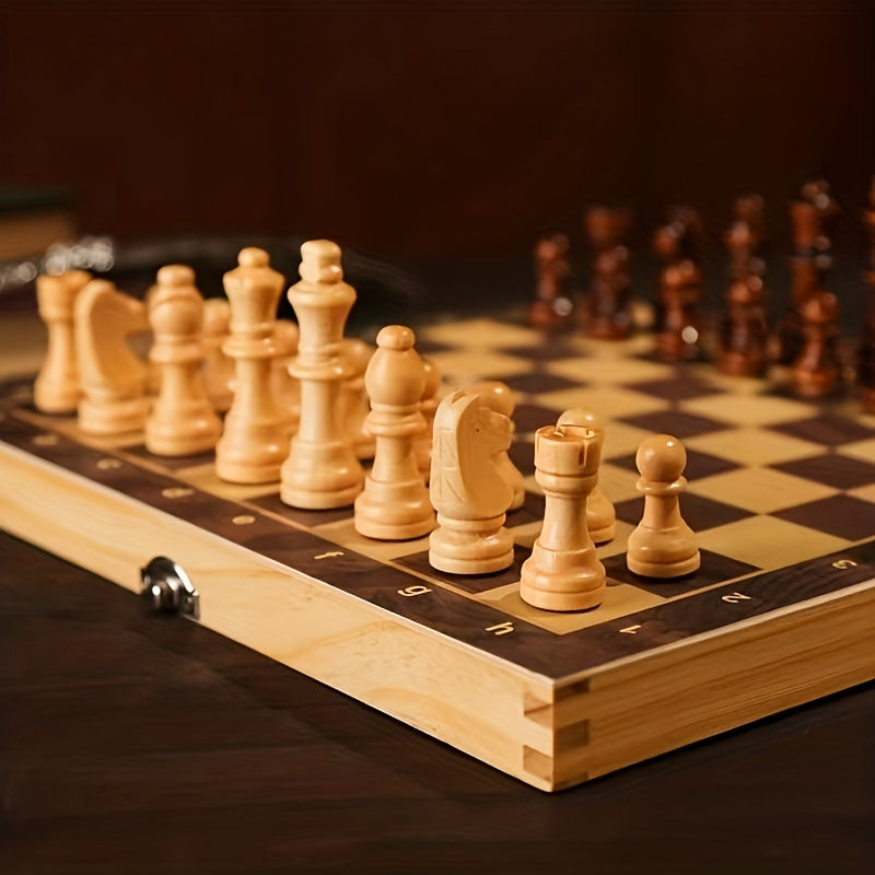 3 in 1 Chess Backgammon Checkers Set Solid Wood High Chess Wooden Chess