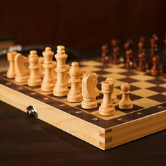 3 in 1 Chess Backgammon Checkers Set Solid Wood High Chess Wooden Chess