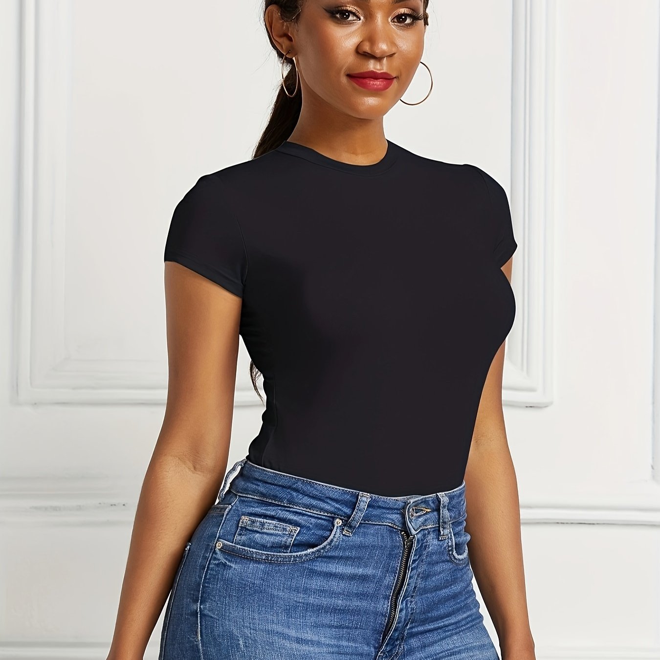 Women's Cap Sleeve Slim Fitted Bodysuit