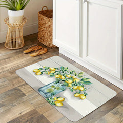 Lemon Pattern Sponge Kitchen Rugs Anti-fatigue Mat Anti-slip Doormat