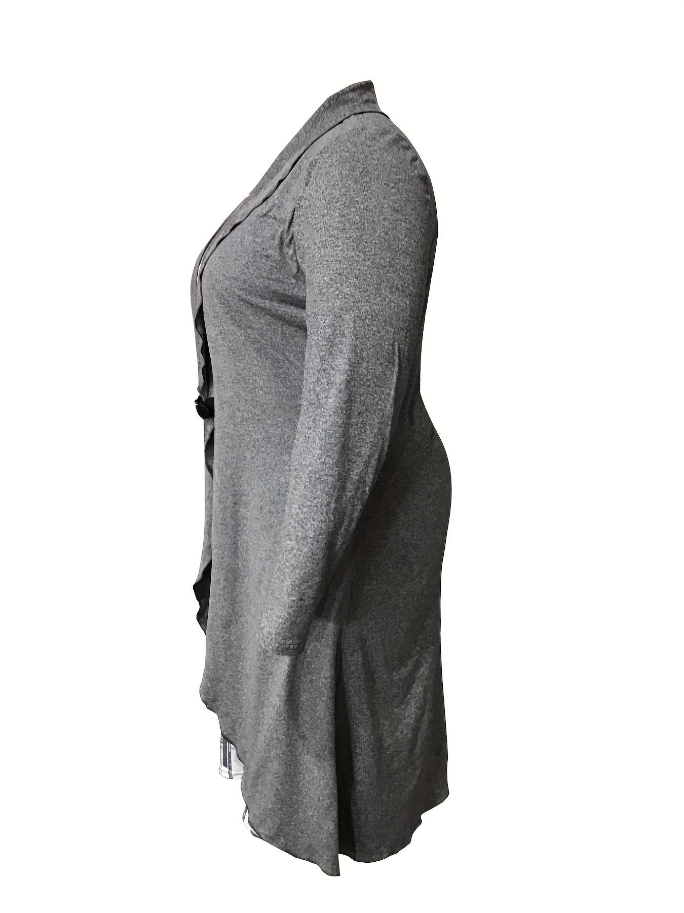 Colorblock Geometric Print Long Sleeve Dress