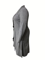  Colorblock Geometric Print Long Sleeve Dress