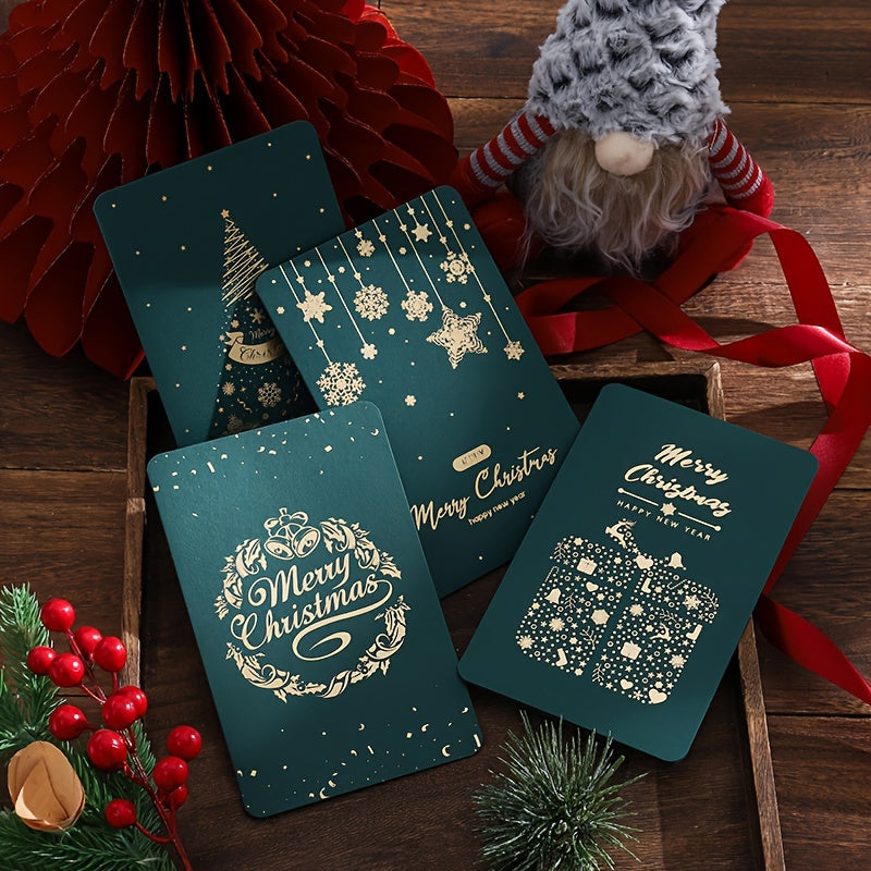 10pcs Vintage Christmas Stamping Greeting Card Business Thanksgiving Card