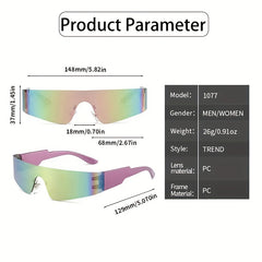 Y2K Mirror Lens Sunglasses Cyberpunk Futuristic Rimless Glasses UV400
