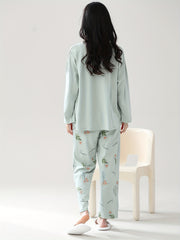 Floral Pajama Set Long Sleeve Top & Pants Women's Sleepwear