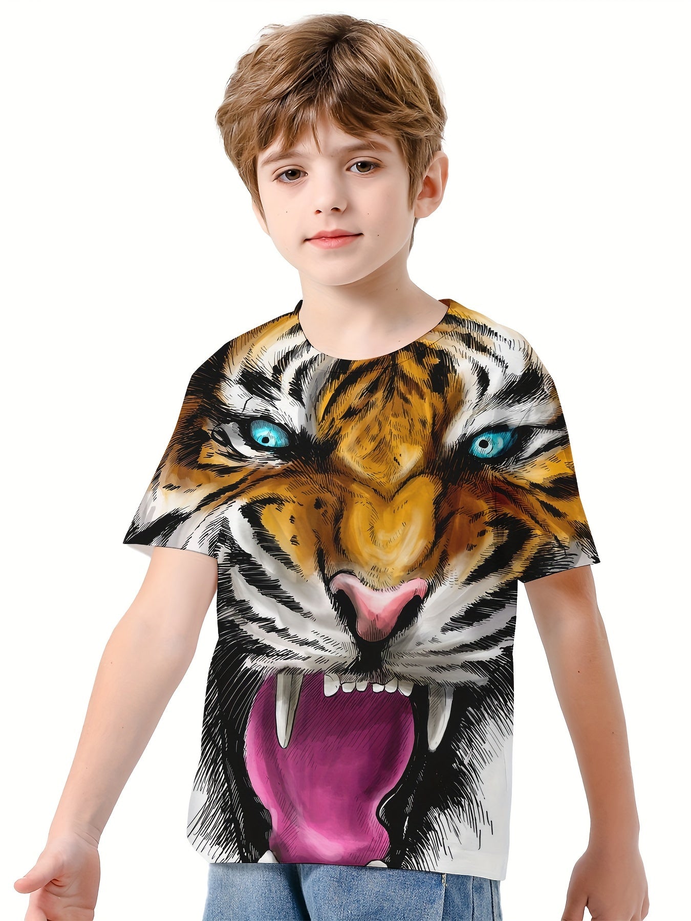 3D Lion Graphic Boys Casual Sport T shirt Summer Clothing For Kids