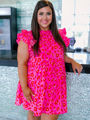  Floral Print Ruffle Sleeve Mini Dress