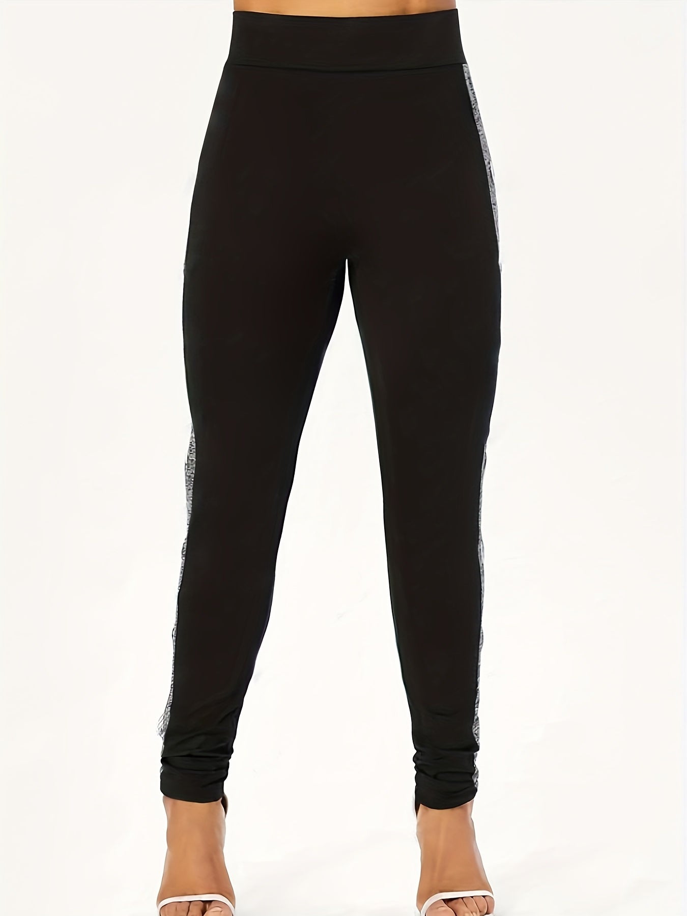  Side Striped High Rise Skinny Leggings
