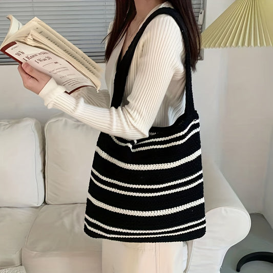 ColorBlock Shoulder Bag Striped Woven Bag - Perfect Tote Bag