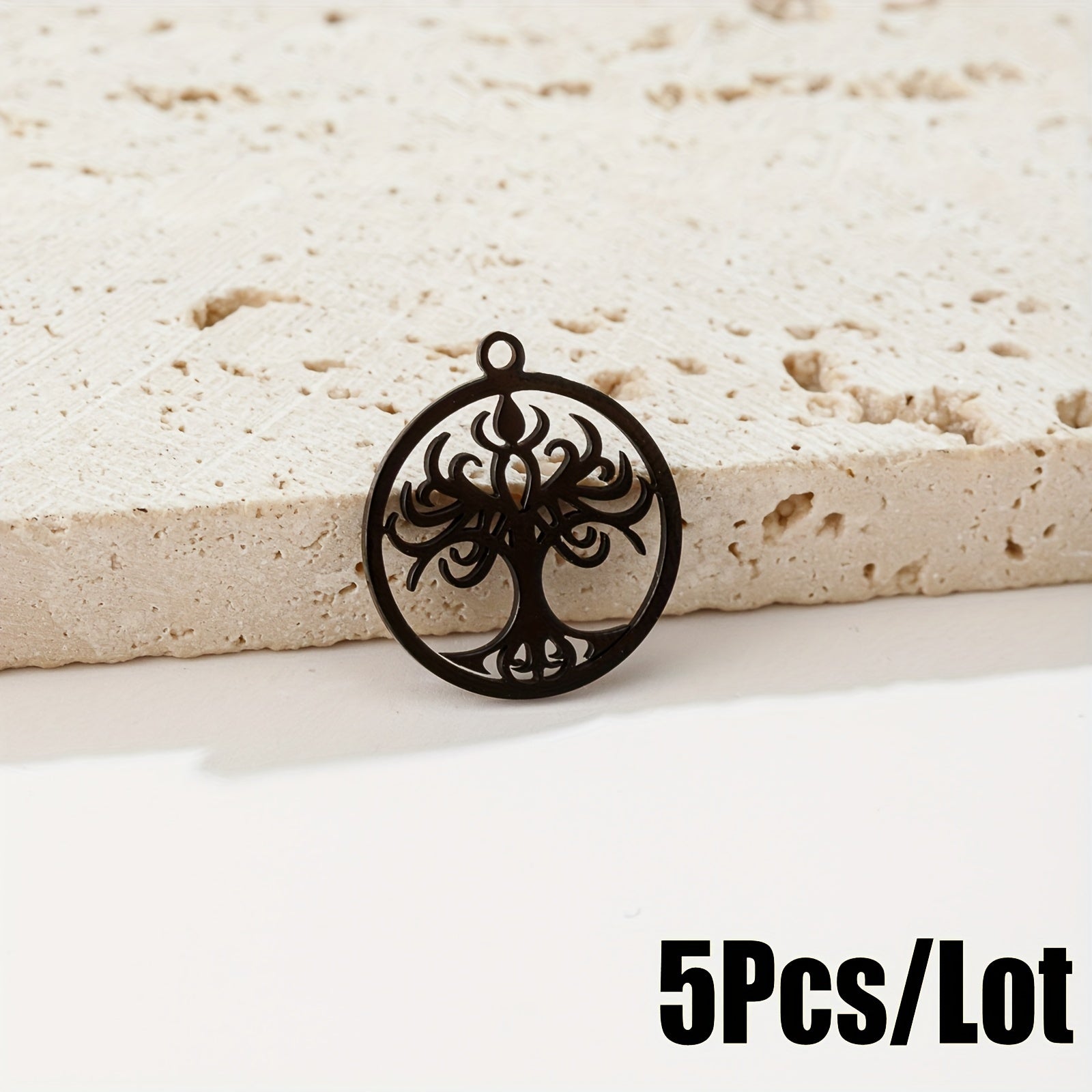 5PCS Stainless Steel Tree Pendant for DIY Accessories