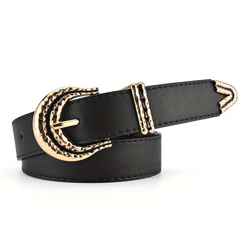 Geometric Buckle PU Belt Vintage Solid Waist Belt for Women