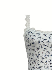 Floral Lace Strap Top Sexy Backless Cami for Women