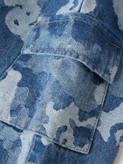 Boys Camo Denim Shorts Elastic Waist Summer Outdoor