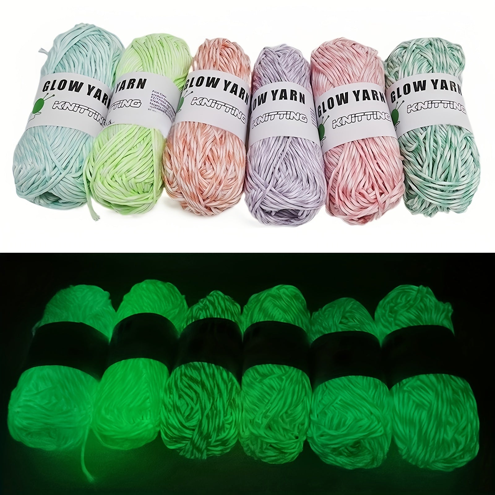 50g Glow In The Dark Yarn Crochet Fluorescent Luminous Scrubby Thread