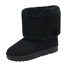 Women's Snow Flat Boots Fluffy Fur Lined Non slip Warm Thickened