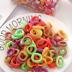 100pcs Colorful Striped Hair Ties Elastic Headbands Hair Rope