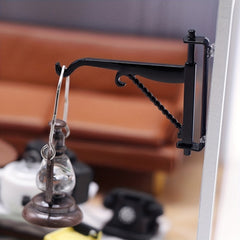 2pcs Mini Metal Wall Hooks w/ Chain for Dollhouse Toy House Decor