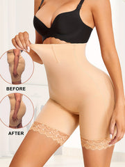 Lace Trim Shaping Shorts High Waist Tummy Control Slimming Shorts