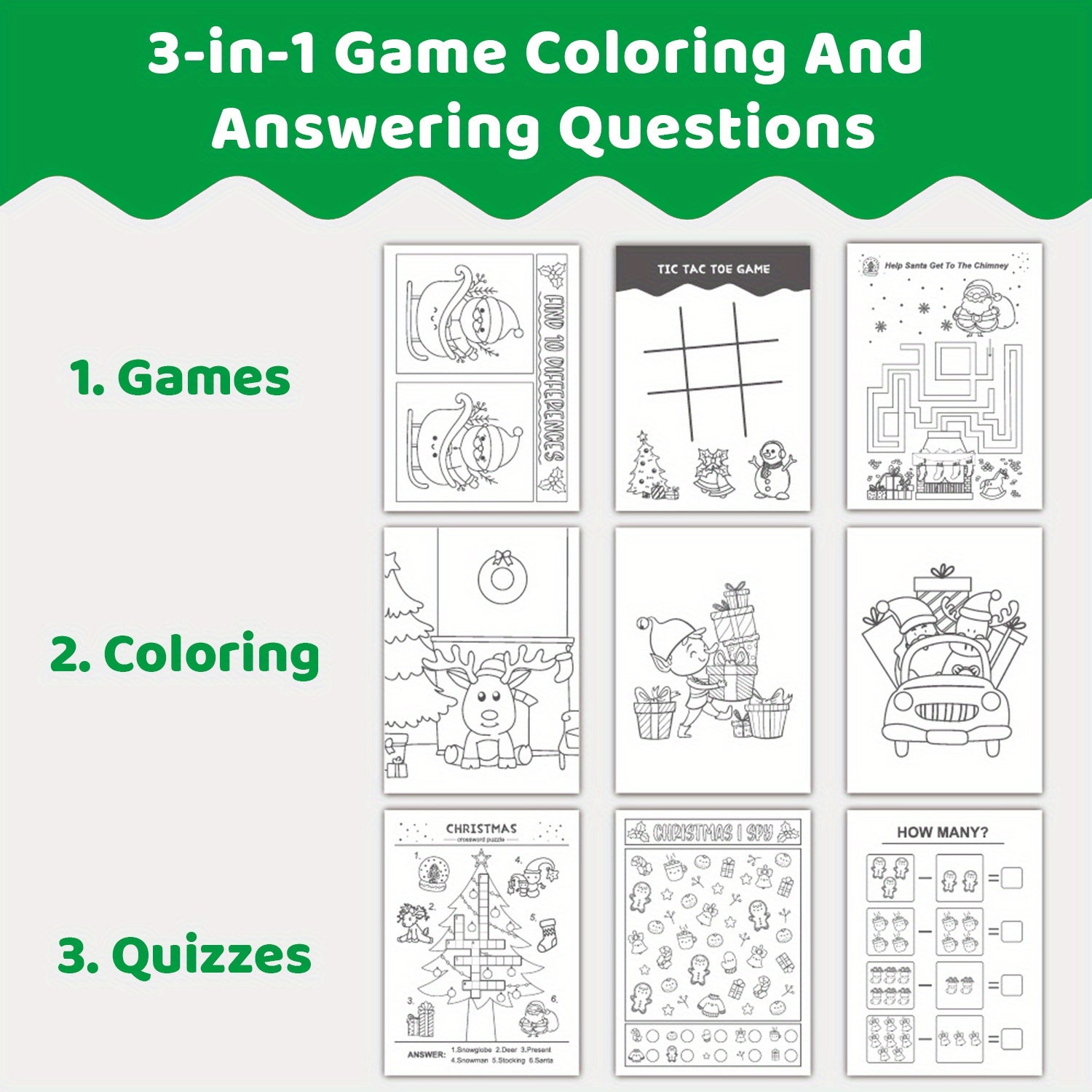 8 Pack Christmas Coloring Book Set - Santa Claus Snowman Theme Activities
