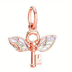 Star Galaxy Astronaut Beaded Bracelet with Angel Wings Charm