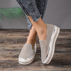 Women's Platform Rhinestone Sneakers Slip On Outdoor Shoes