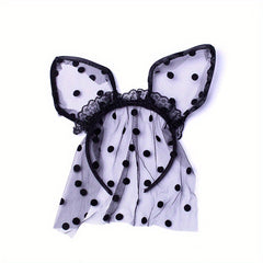 Bunny Ears Lace Headband Veil Hair Band Women Halloween Hair Accessories