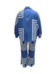  Geometric Print Shirt & Pants Outfit Set