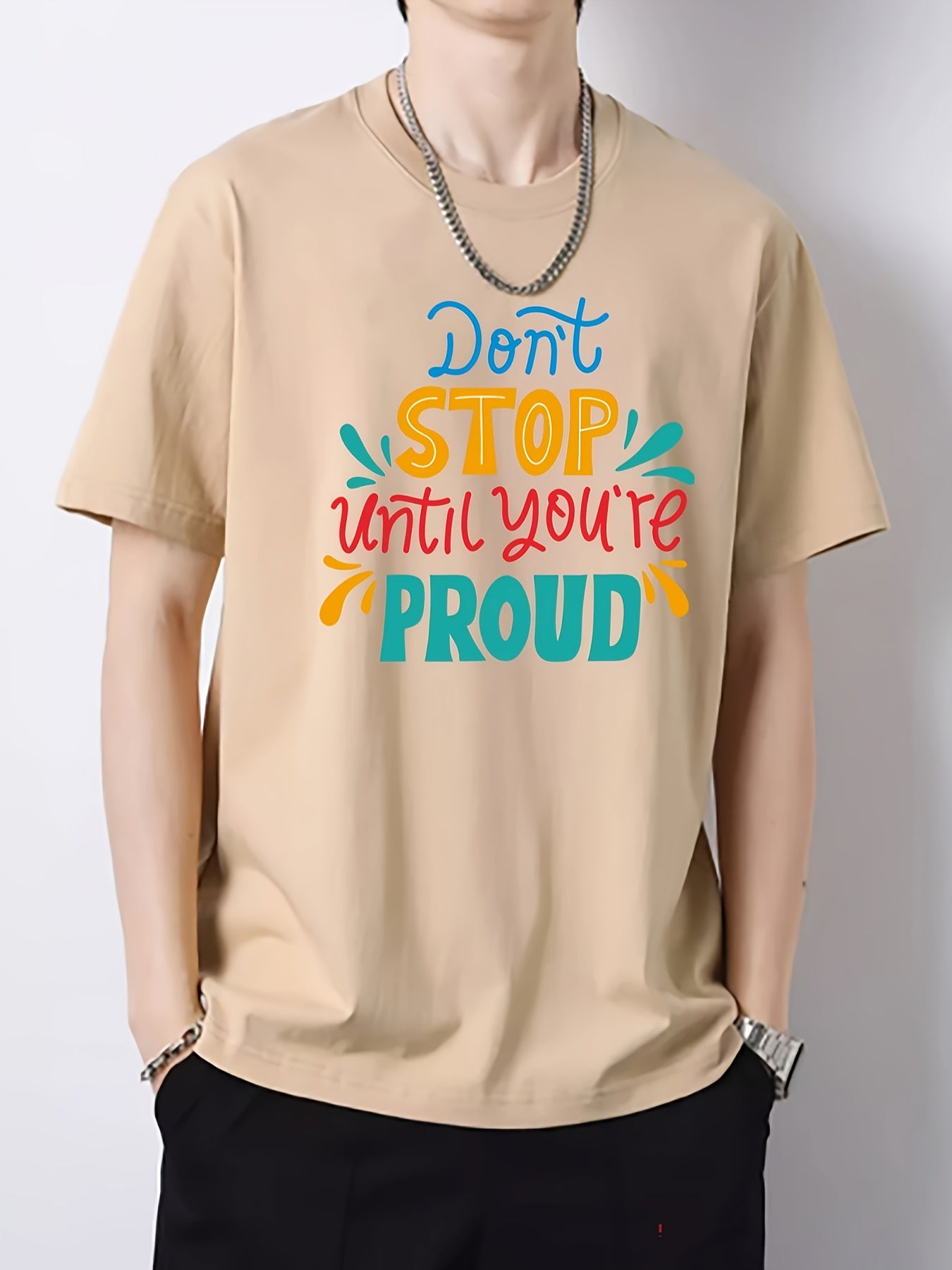 Men's Slim Fit T-shirt Print Top Spring Summer Holiday