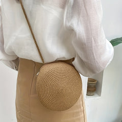 Woven Round Crossbody Bag Beach Handbag for Women