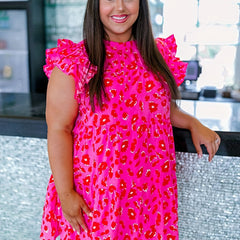  Floral Print Ruffle Sleeve Mini Dress