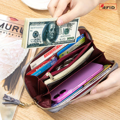 Leopard Print RFID Blocking Women's Wallet Long Clutch