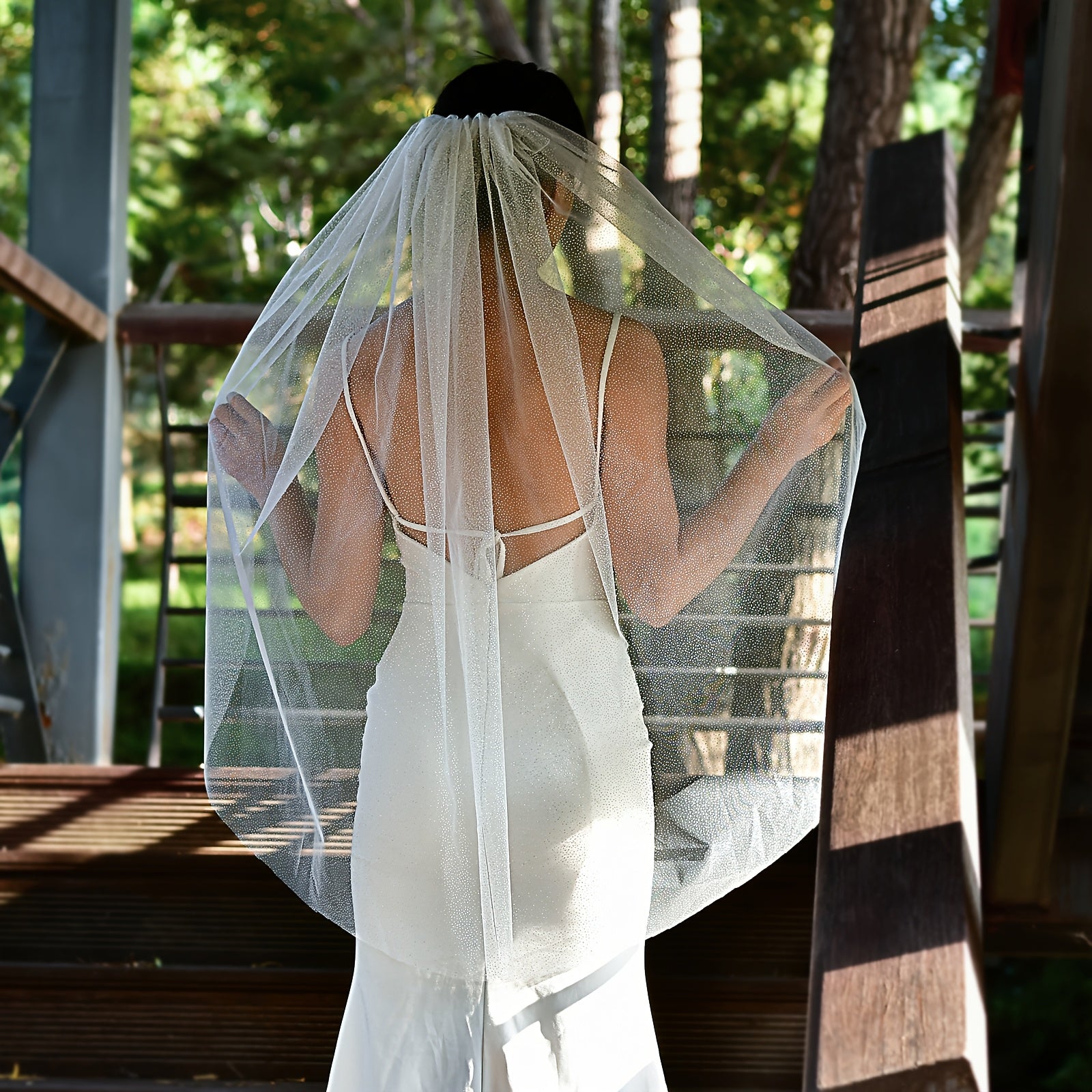 Sparkling Starlight Veil with Comb Sheer Train for Brides Wedding Party Prom