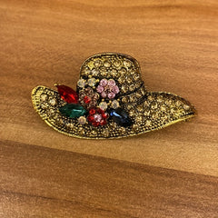 Sun Hat Rhinestone Brooch Wedding Coat Pin