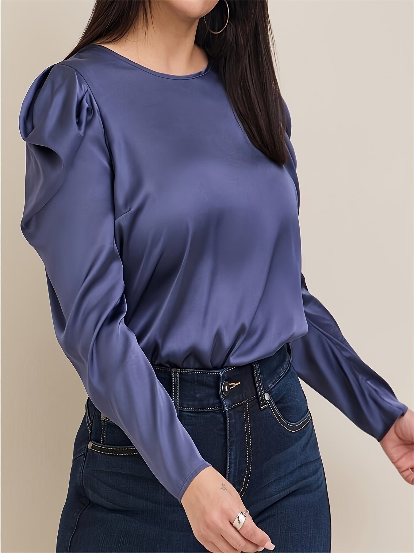  Satin Gigot Sleeve Blouse