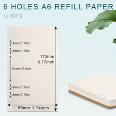 A6 Refills Lined Paper 45 Sheets 90 Pages For 6 Ring Binders