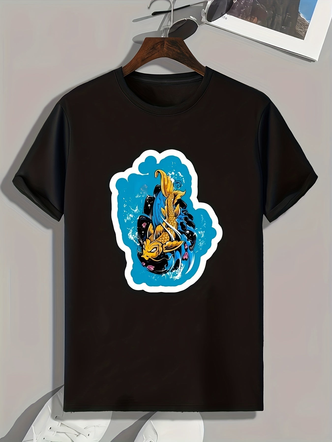 Fish Print Men's Graphic T-shirt for Summer