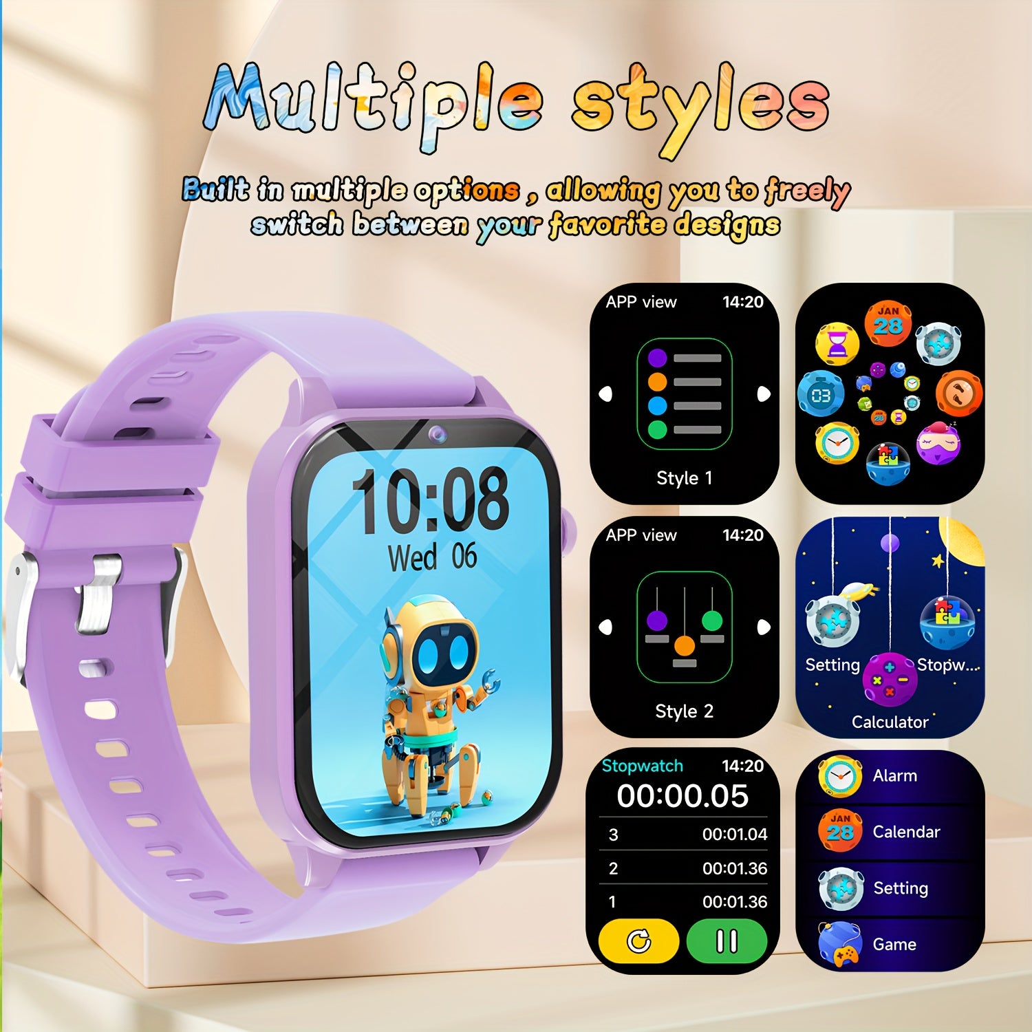 Smartwatch for Teens Game Watch with Educational Games Calculator Flashlight