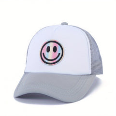 Men's Laser Happy Face Labeling Sponge Adjustable Baseball Cap