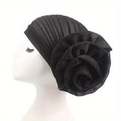 Glitter Turban Cap Head Wrap Solid Bandana Beanie Casual Hijab Head Scarves
