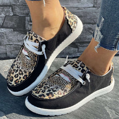 Leopard Pattern Flat Shoes Women's Slip On Casual Shoes