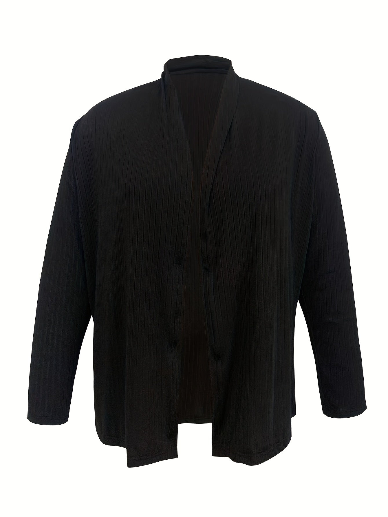  Solid Open Front Cardigan Long Sleeve