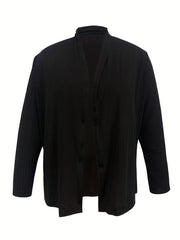  Solid Open Front Cardigan Long Sleeve