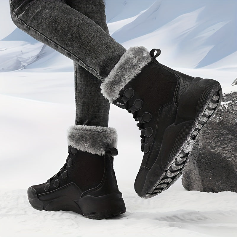 Women's Snow Boots Warm Slip On Platform Boots Comfortable Walking Shoes
