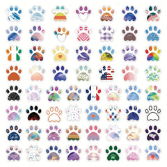 120pcs Cartoon Cat Dog Paw Print Stickers, Waterproof Vinyl PVC Doodle Decals